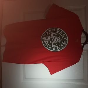 Mill 42 Hollywood California shirt,  Starbucks theme, fire engine red